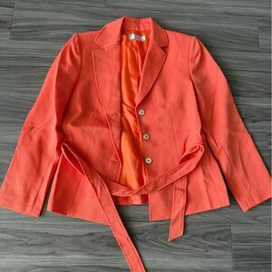 Tahari Vibrant Coral Blazer with Belt